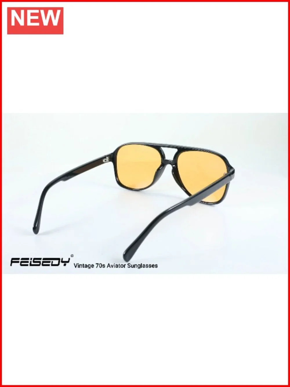 Vintage Retro 70s Plastic Aviator Sunglasses Square Frame UV400 Lightweight